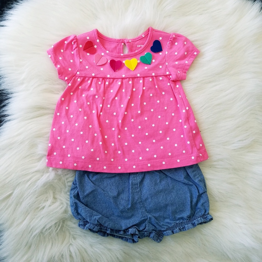 Carter's Baby Girl Pink Top & Denim Shorts - 2 pc